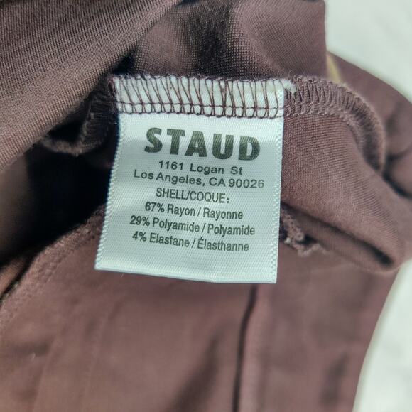 Staud Knack Pull On Ponte Knit Cropped Wide Leg Pant Dark Chocolate Brown Large - Picture 11 of 16